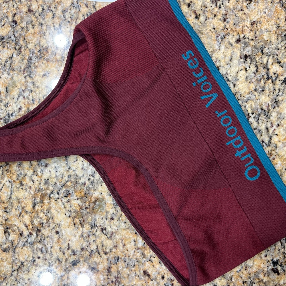Outdoor Voices Maroon and Teal Crop Top